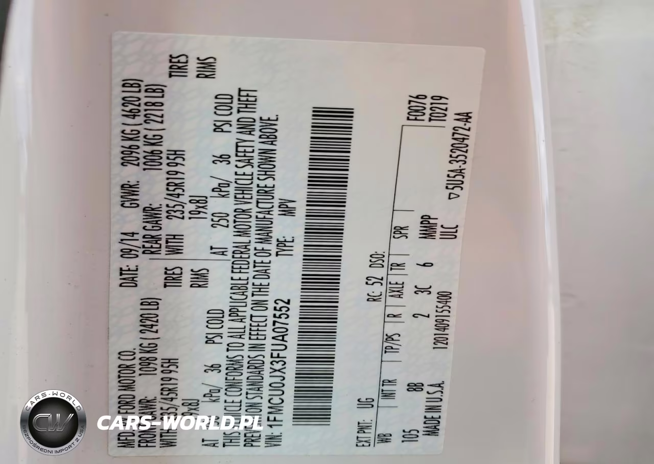 2015 Ford Escape Titanium VIN:1FMCU0JX3FUA07552 - 13