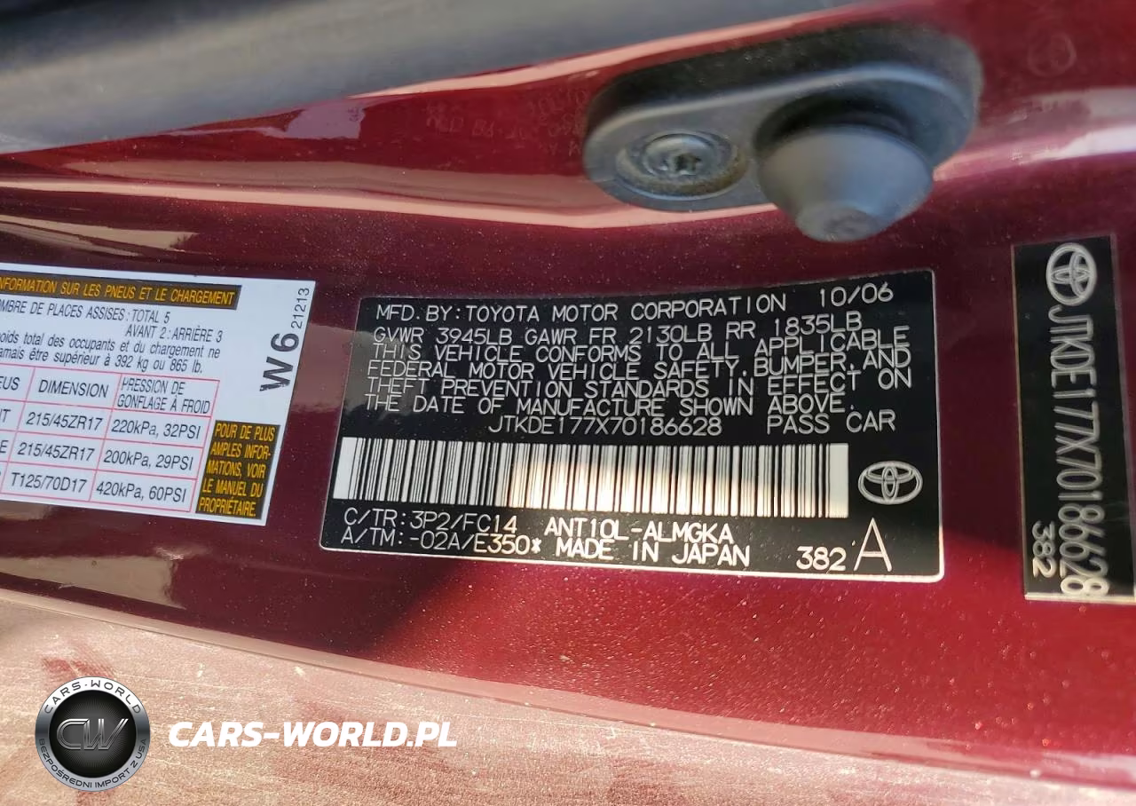 2007 Scion Tc Base VIN:JTKDE177X70186628 - 13