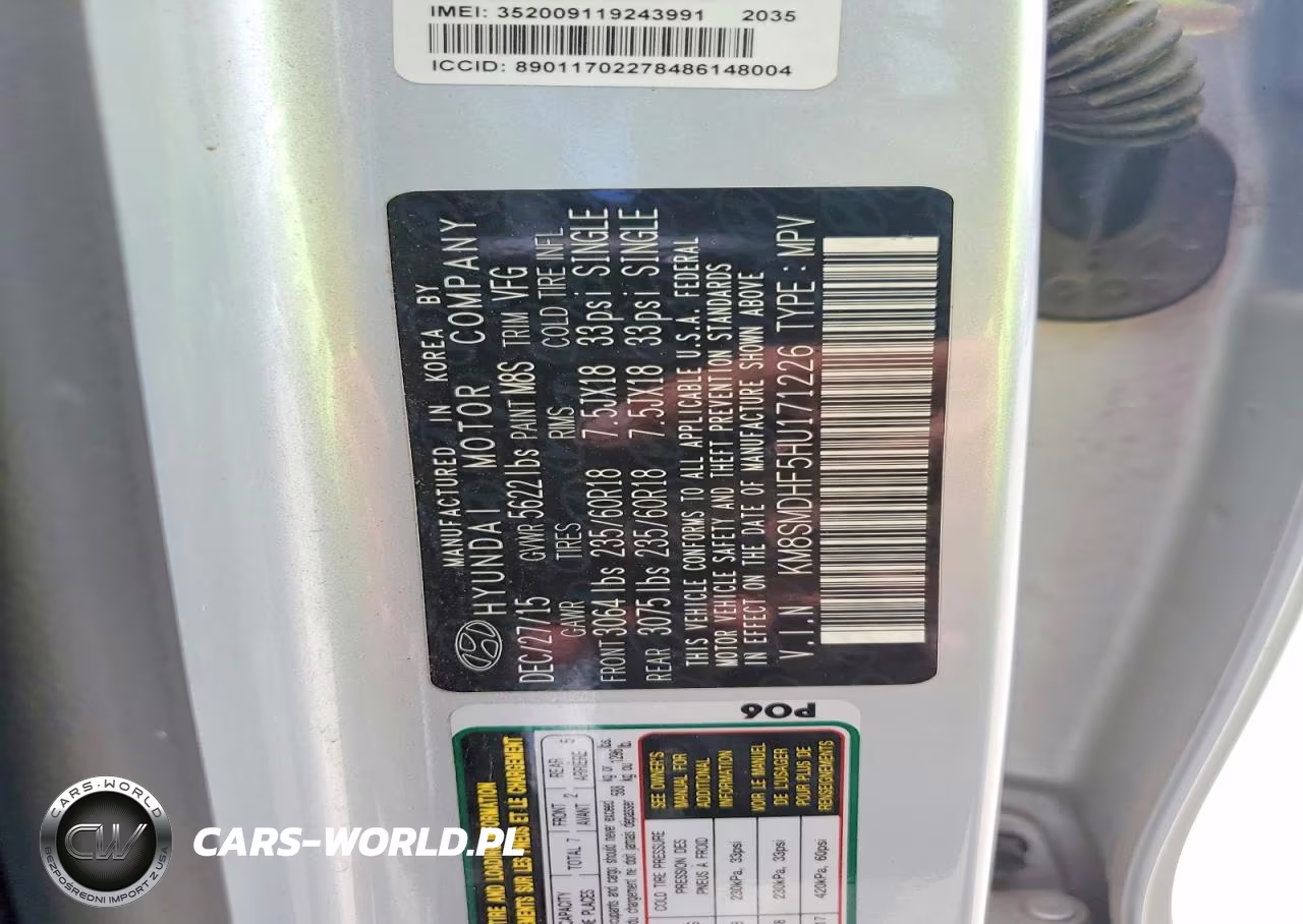 2017 Hyundai Santa Fe Se VIN:KM8SMDHF5HU171226 - 13