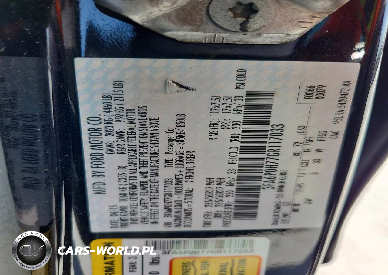 2016 Ford Fusion Se VIN:3FA6P0H77GR117033 - 12