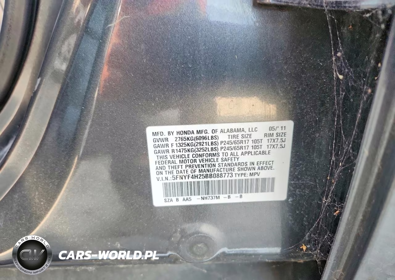 2011 Honda Pilot Lx VIN:5FNYF4H25BB088773 - 13