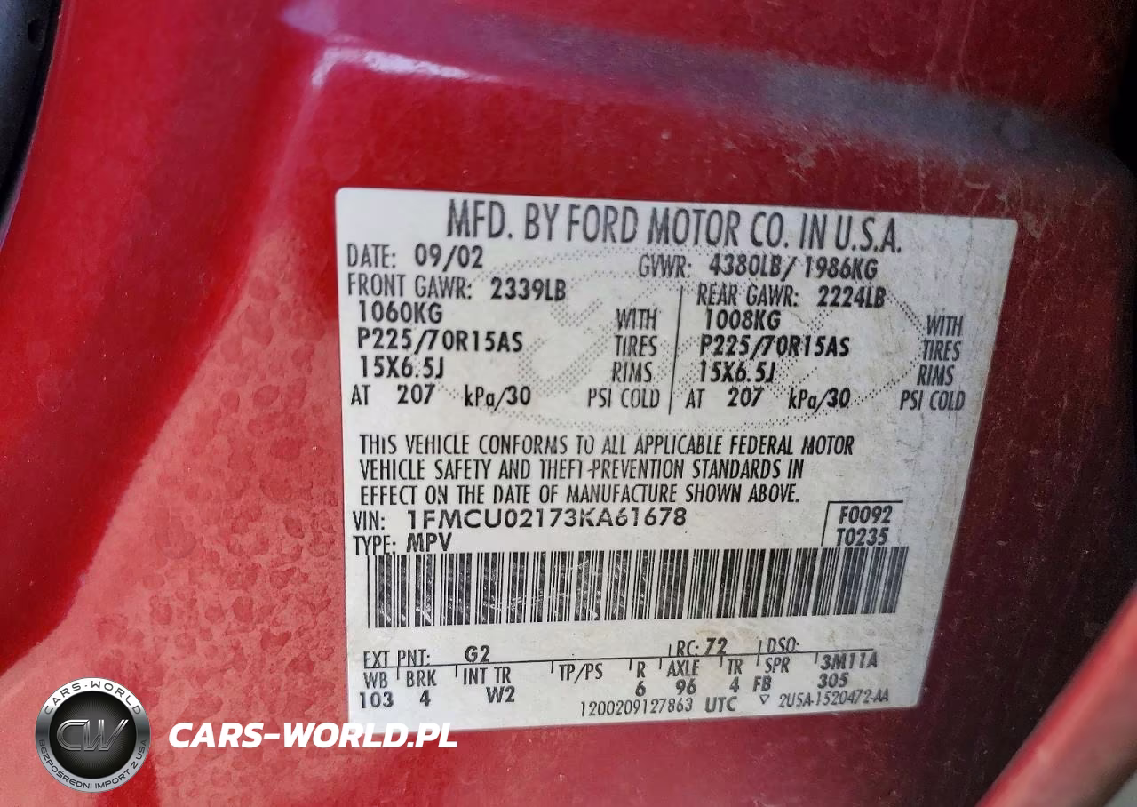 2003 Ford Escape Xls VIN:1FMCU02173KA61678 - 13
