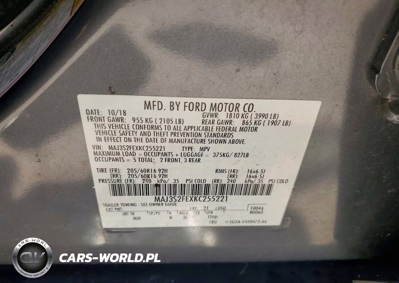 2019 Ford Ecosport S VIN:MAJ3S2FEXKC255221 - 13