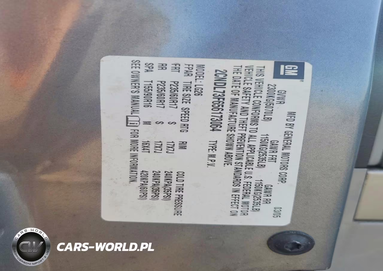 2005 Chevrolet Equinox Lt VIN:2CNDL73F656173064 - 13