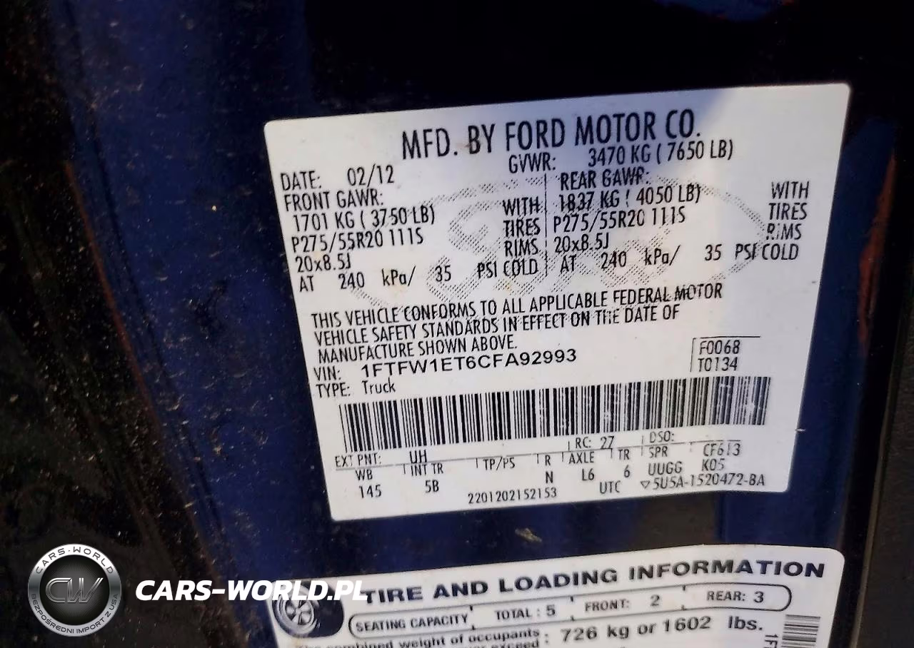 2012 Ford F150 Supercrew VIN:1FTFW1ET6CFA92993 - 12