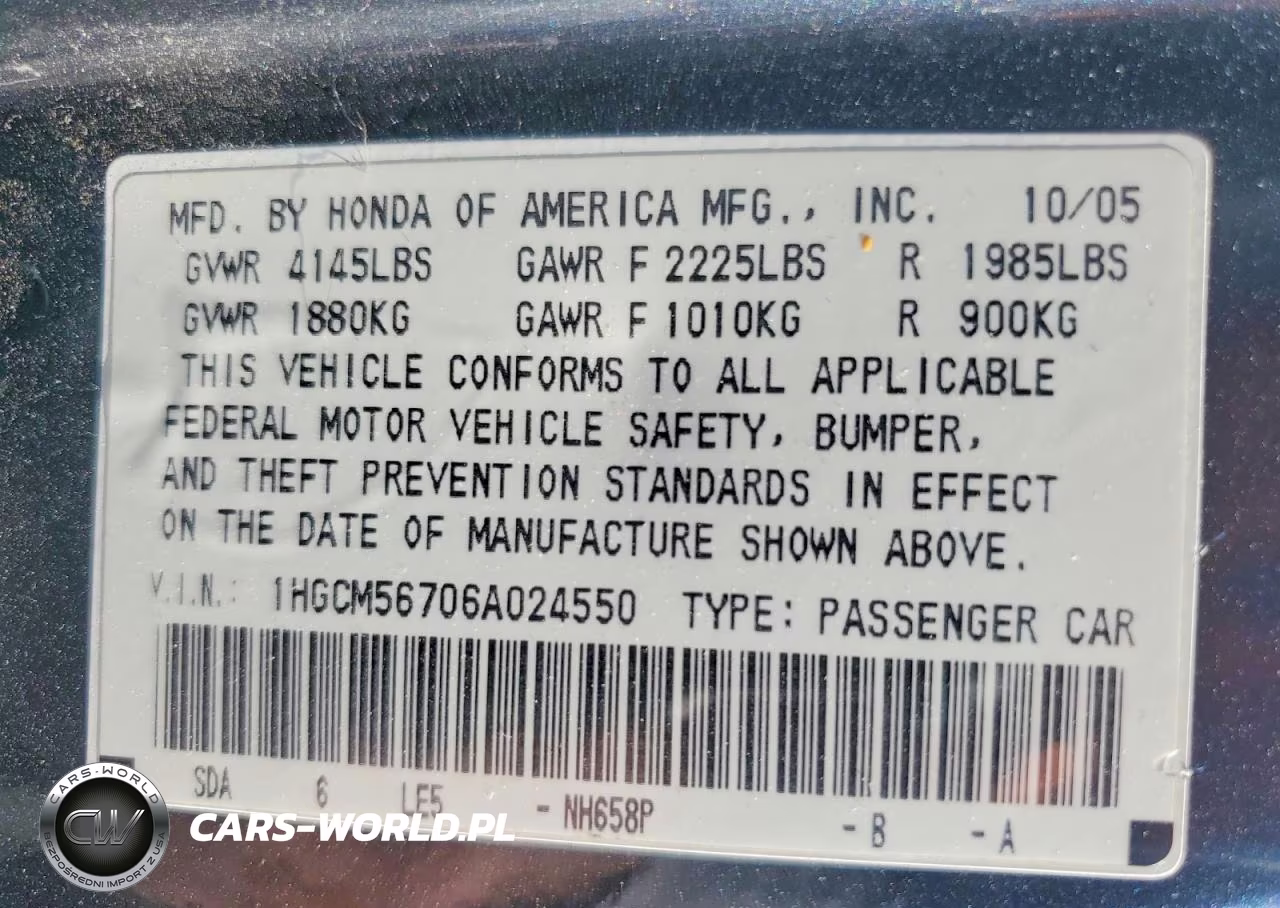 2006 Honda Accord Ex VIN:1HGCM56706A024550 - 12