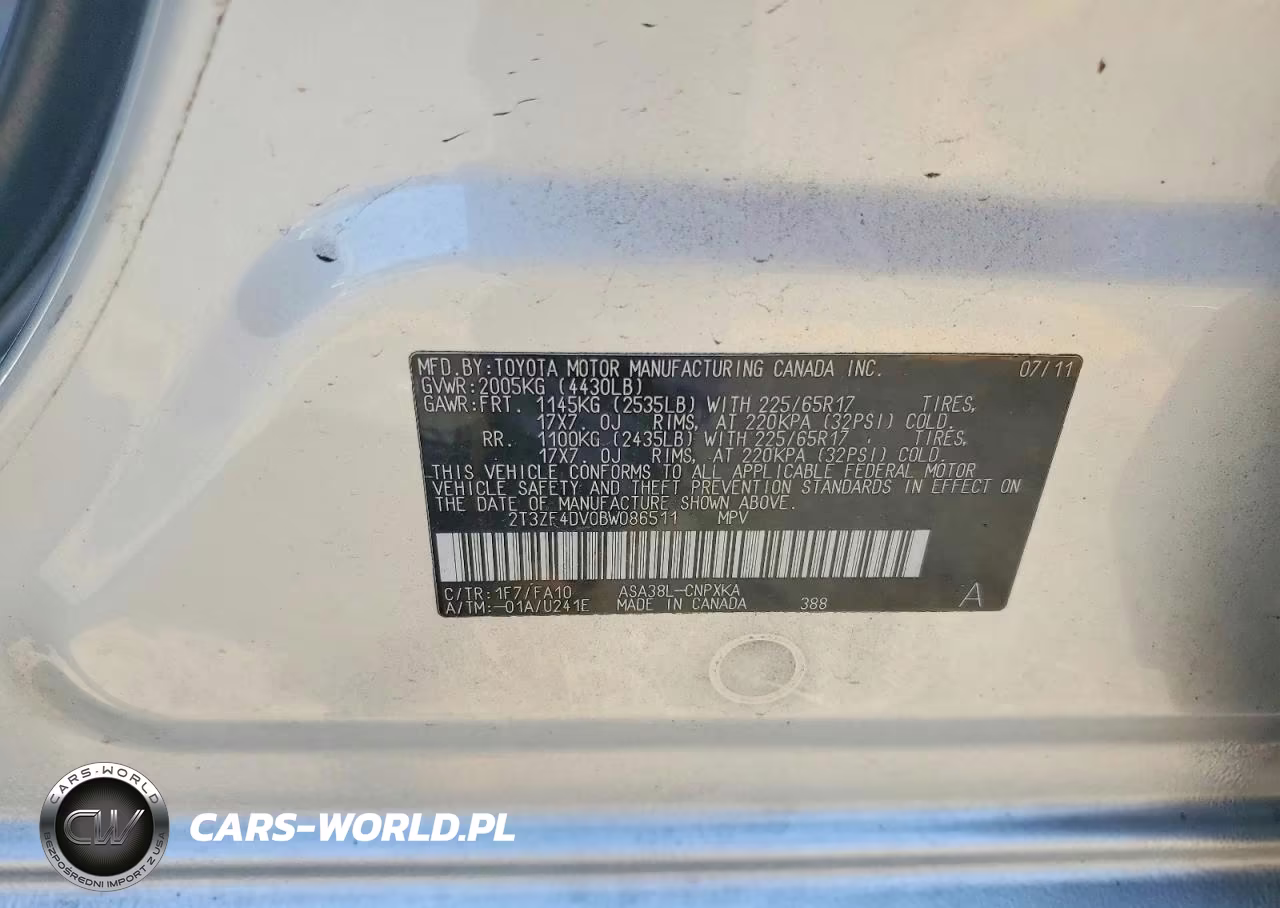 2011 Toyota Rav4 Base VIN:2T3ZF4DV0BW086511 - 13