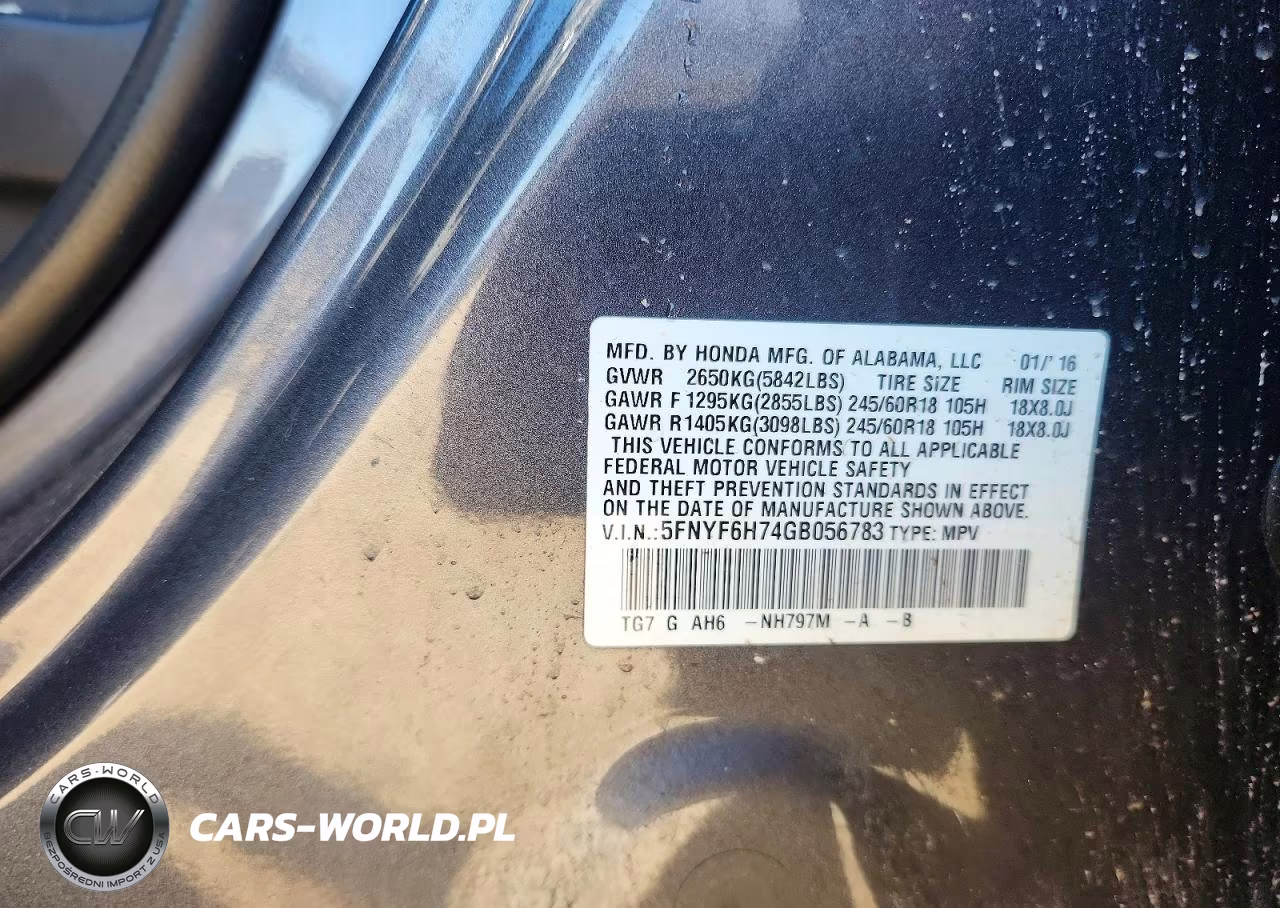 2016 Honda Pilot Exln VIN:5FNYF6H74GB056783 - 13