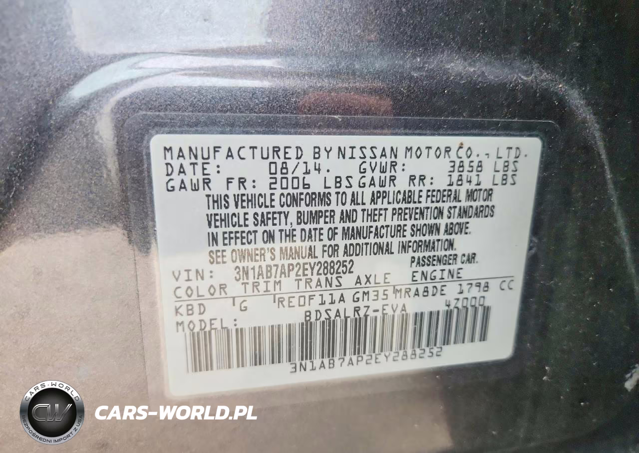 2014 Nissan Sentra Sr VIN:3N1AB7AP2EY288252 - 12