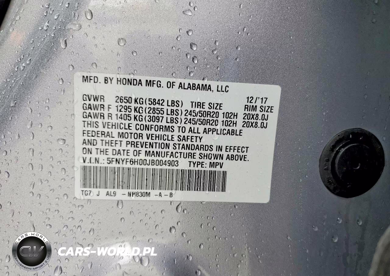 2018 Honda Poilot VIN:5FNYF6H00JB004903 - 13
