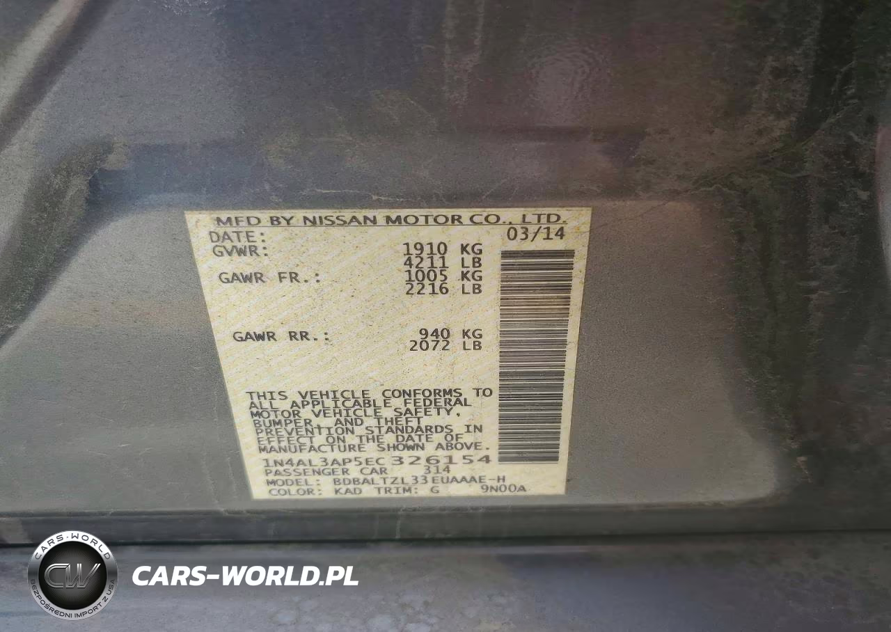 2014 Nissan Altima VIN:1N4AL3AP5EC326154 - 12