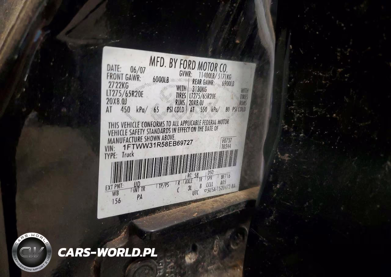 2008 Ford F350 Srw Super Duty VIN:1FTWW31R58EB69727 - 12