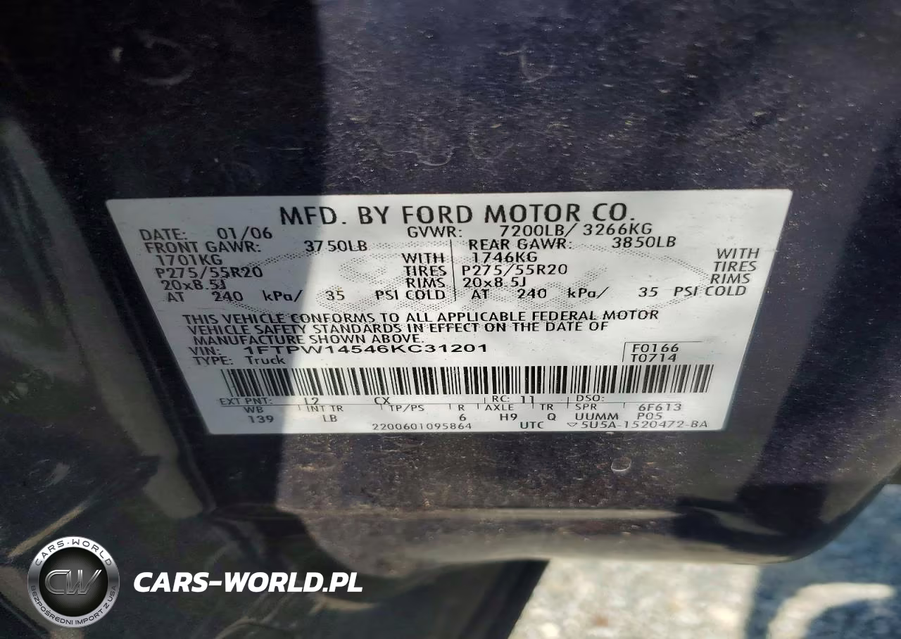 2006 Ford F150 Supercrew VIN:1FTPW14546KC31201 - 12