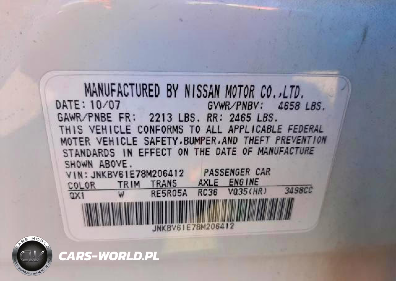 2008 Infiniti G35 Base VIN:JNKBV61E78M206412 - 10