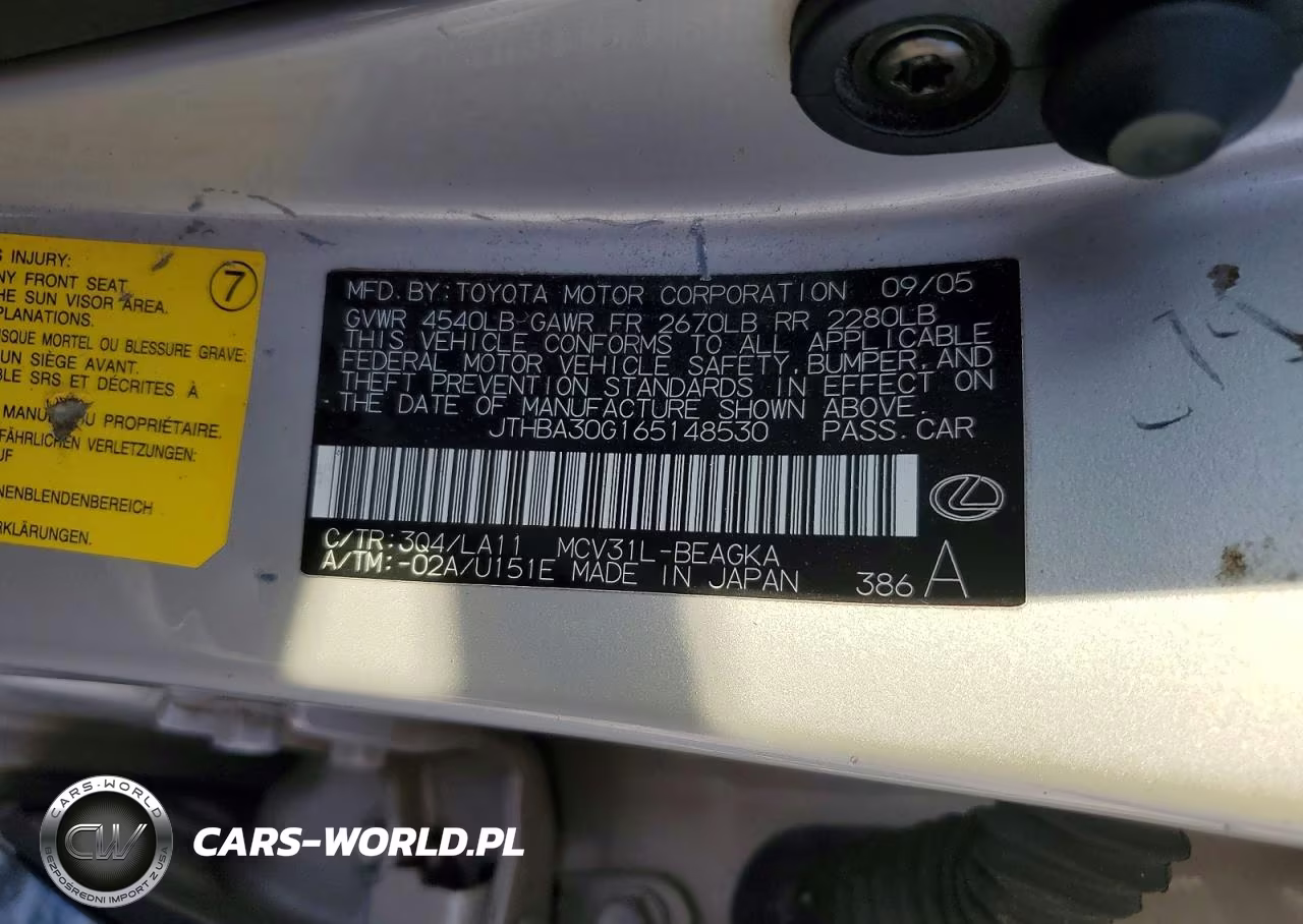 2006 Lexus Es 330 VIN:JTHBA30G165148530 - 12