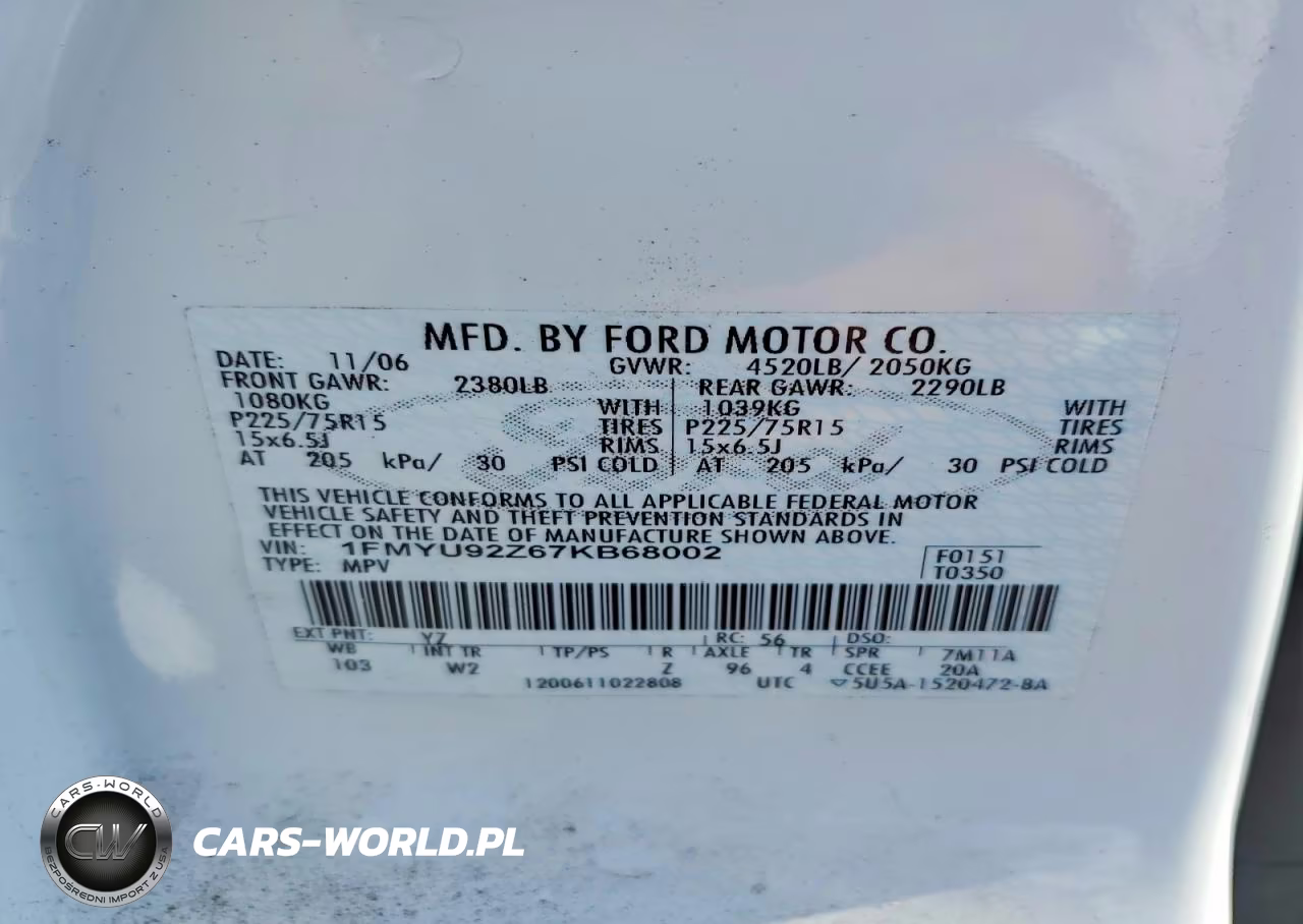2007 Ford Escape Xls VIN:1FMYU92Z67KB68002 - 12