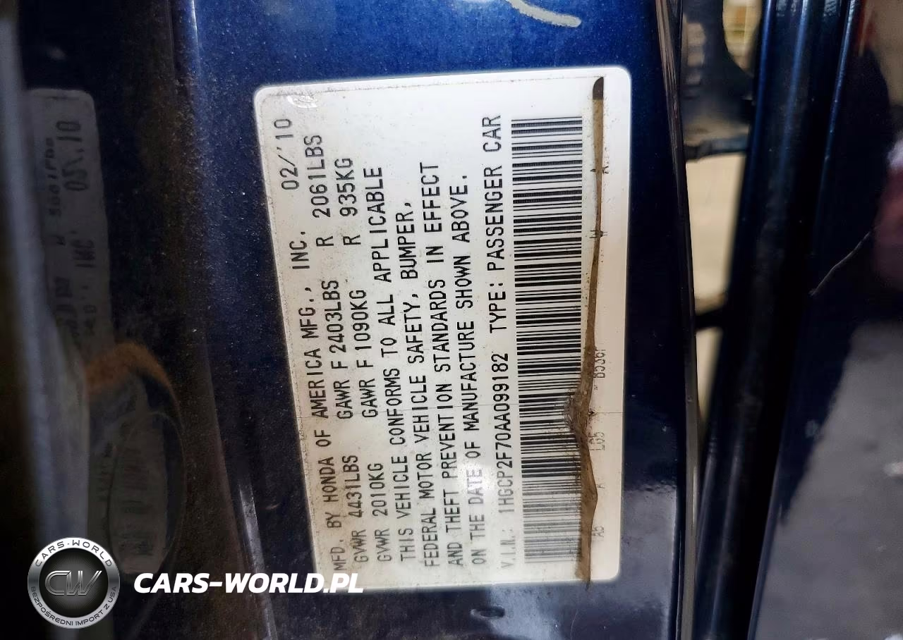 2010 Honda Accord Ex VIN:1HGCP2F70AA099182 - 12