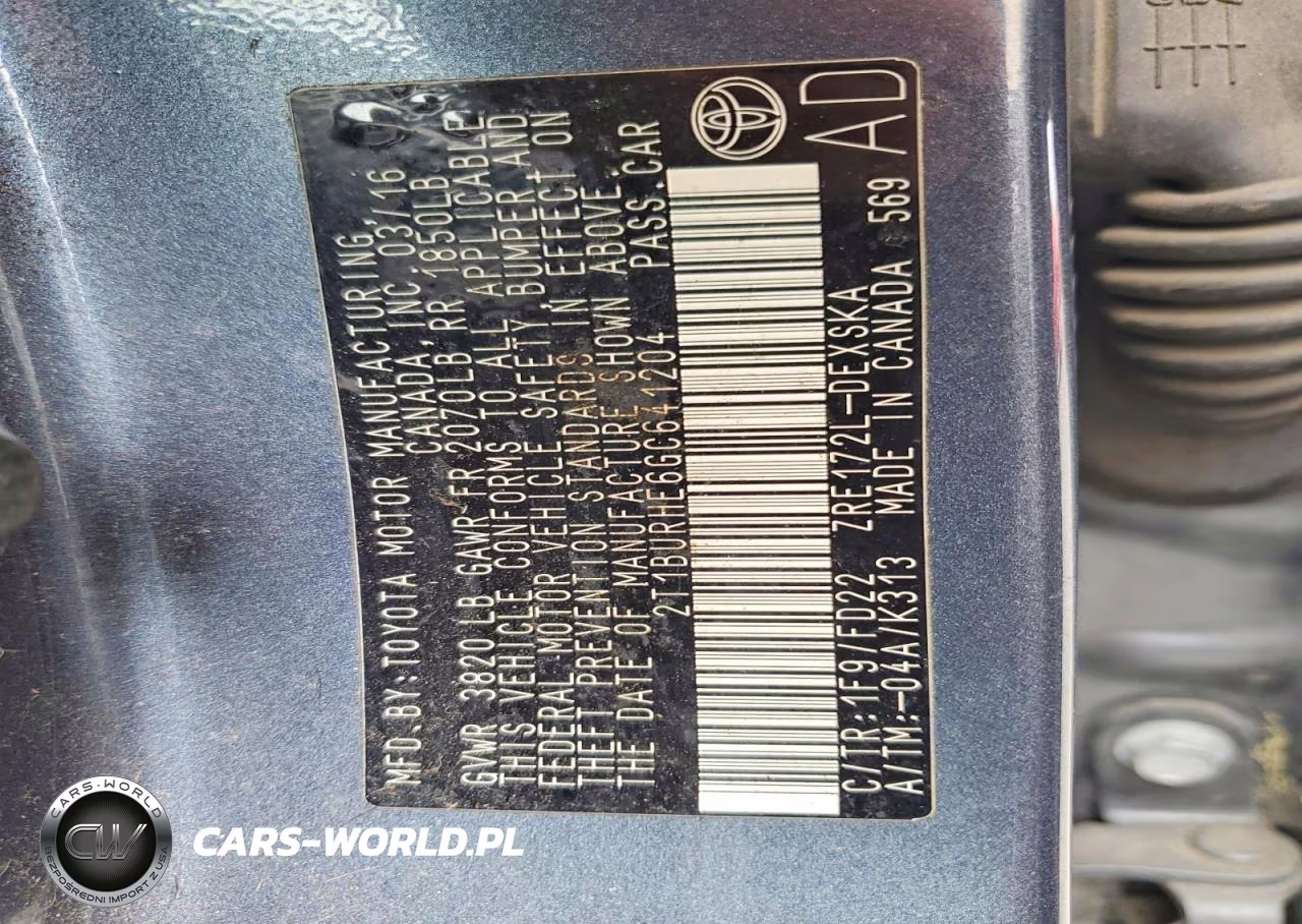 2016 Toyota Corolla S Plus VIN:2T1BURHE6GC641204 - 12