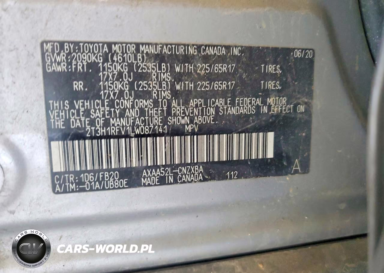 2020 Toyota Rav4 Le VIN:2T3H1RFV1LW087141 - 12