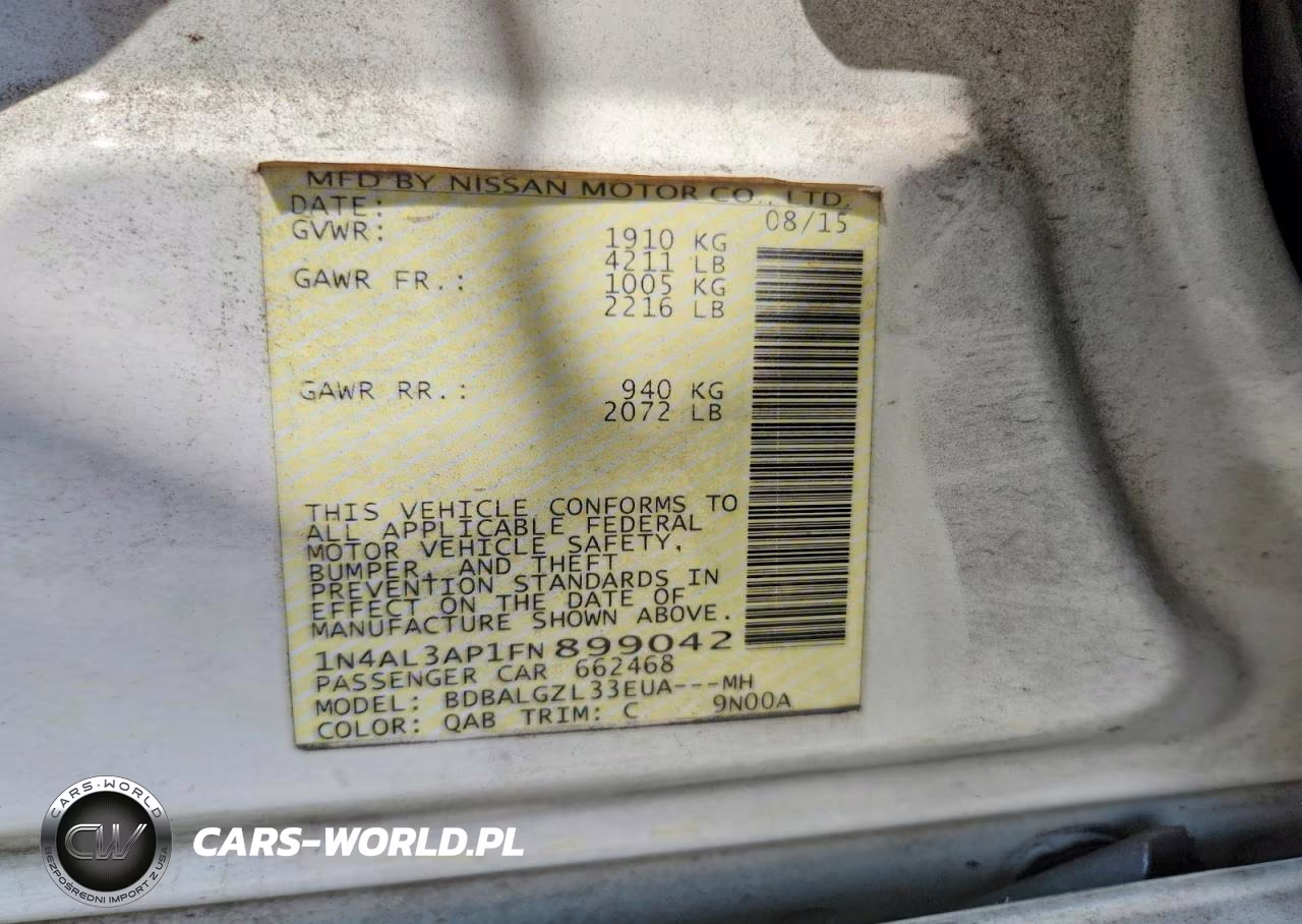2015 Nissan Altima 2.5 S VIN:1N4AL3AP1FN899042 - 12