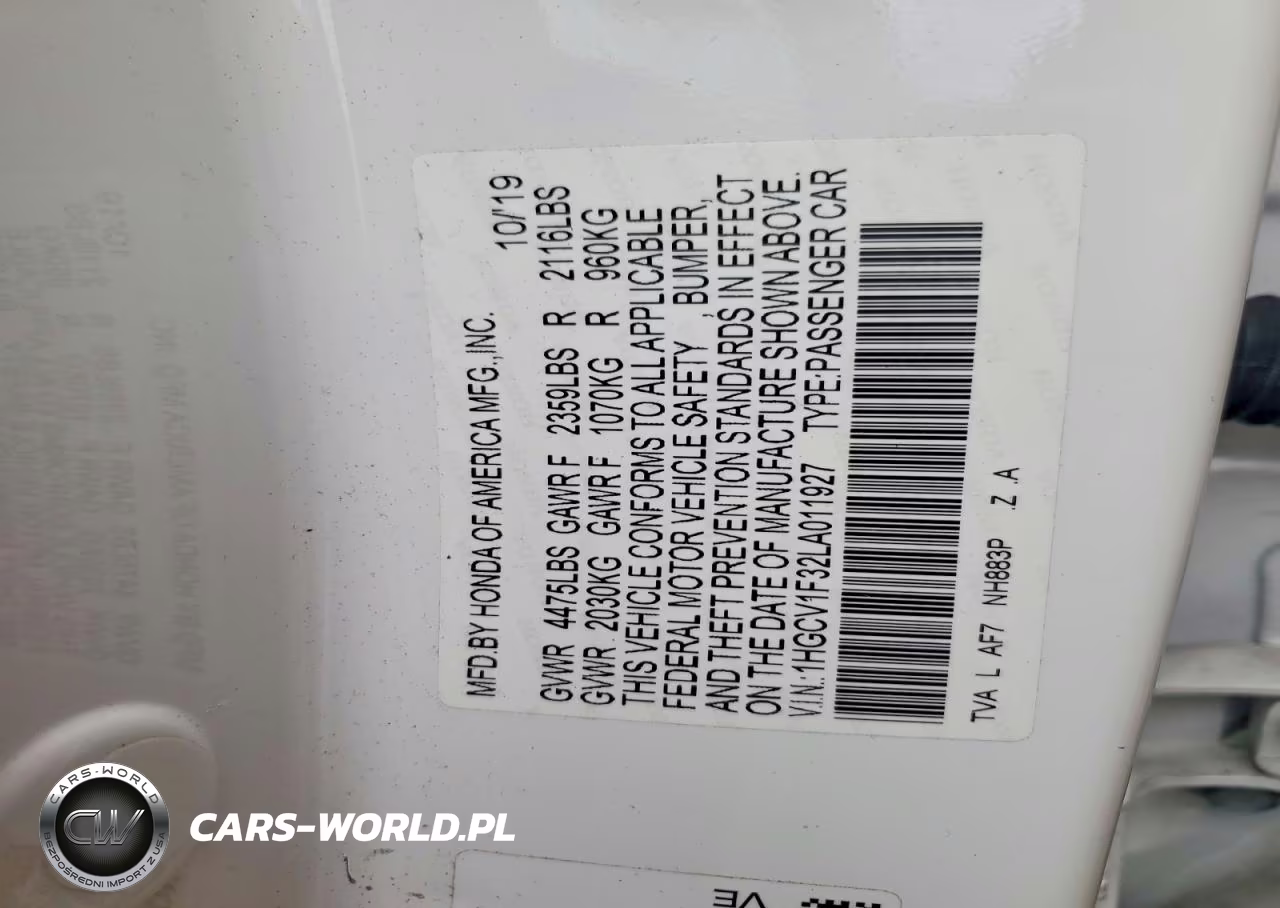 2020 Honda Accord Sport VIN:1HGCV1F32LA011927 - 12