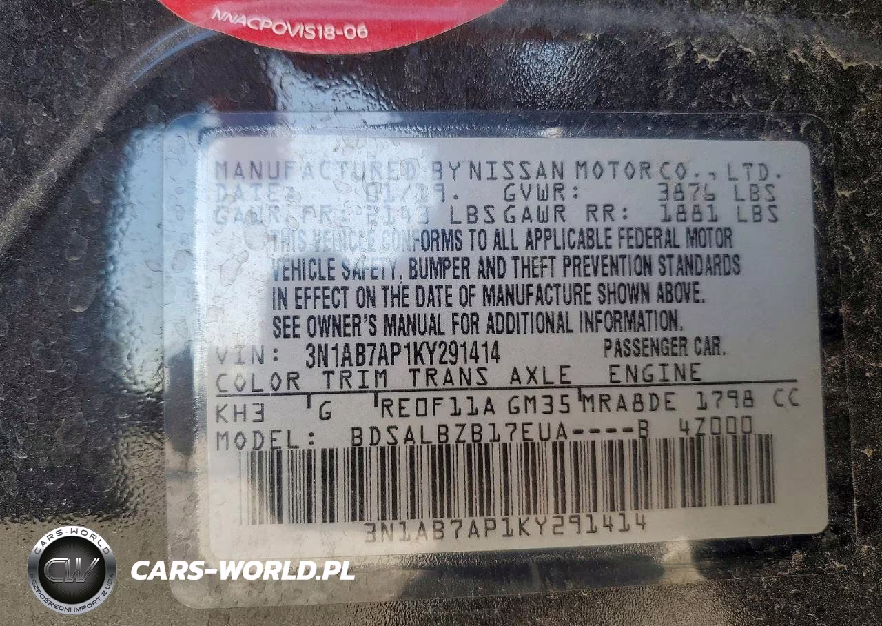 2019 Nissan Sentra VIN:3N1AB7AP1KY291414 - 12
