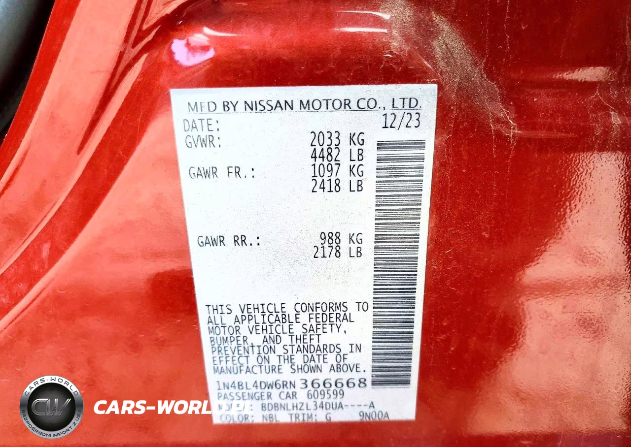2024 Nissan Altima Sv VIN:1N4BL4DW6RN366668 - 12