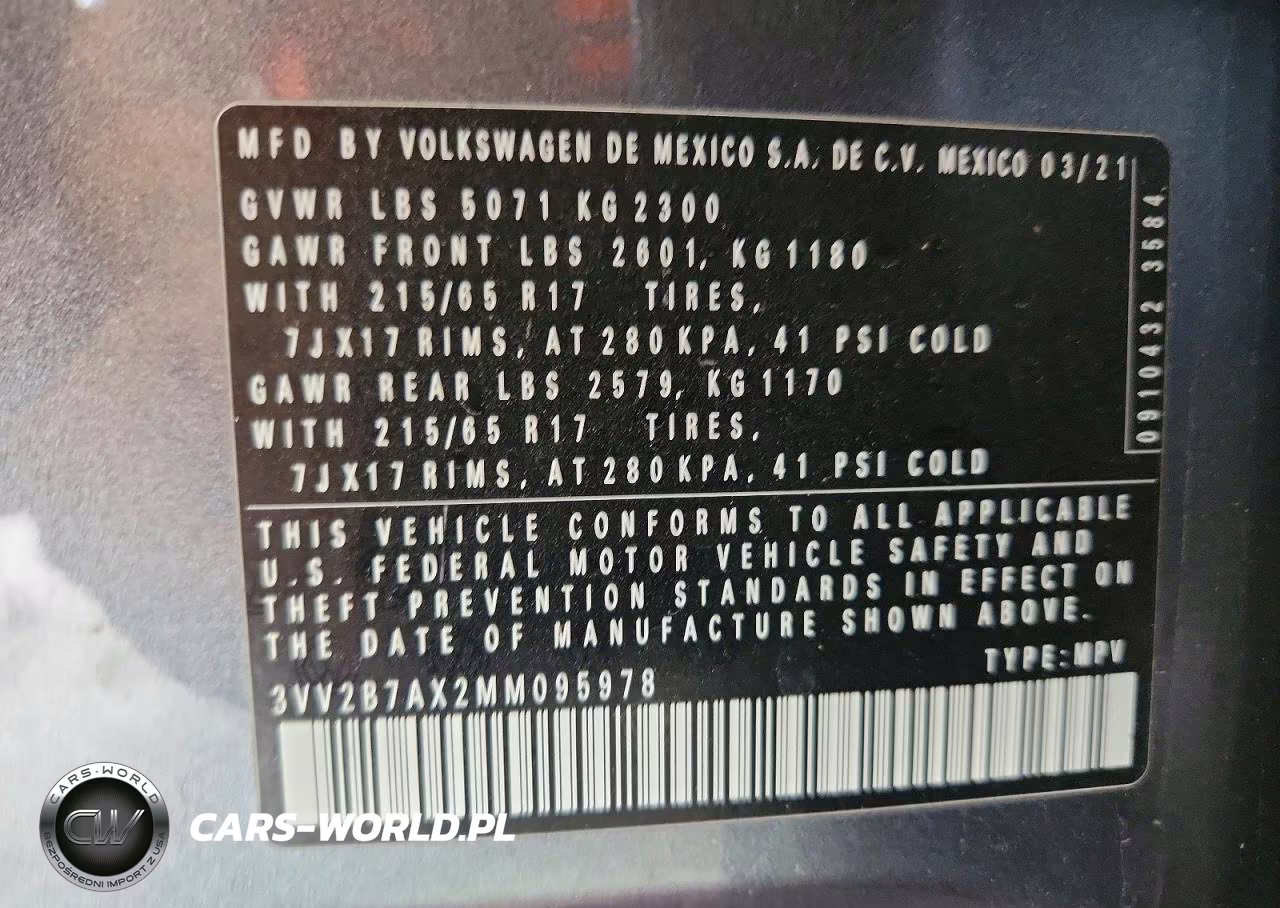 2021 Volkswagen Tiguan Se VIN:3VV2B7AX2MM095978 - 13