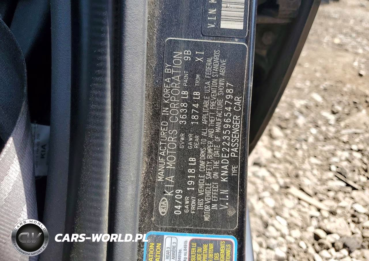 2009 Kia Rio Base VIN:KNADE223596547987 - 12