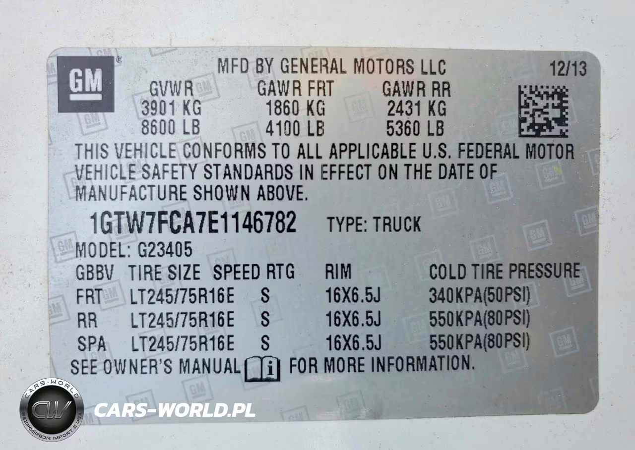 2014 GMC Savana G2500 VIN:1GTW7FCA7E1146782 - 13