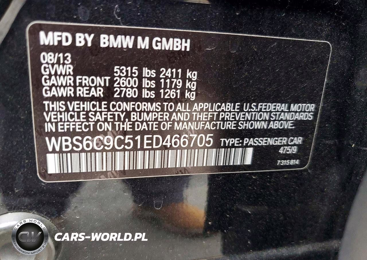 2014 BMW M6 Gran Coupe VIN:WBS6C9C51ED466705 - 12