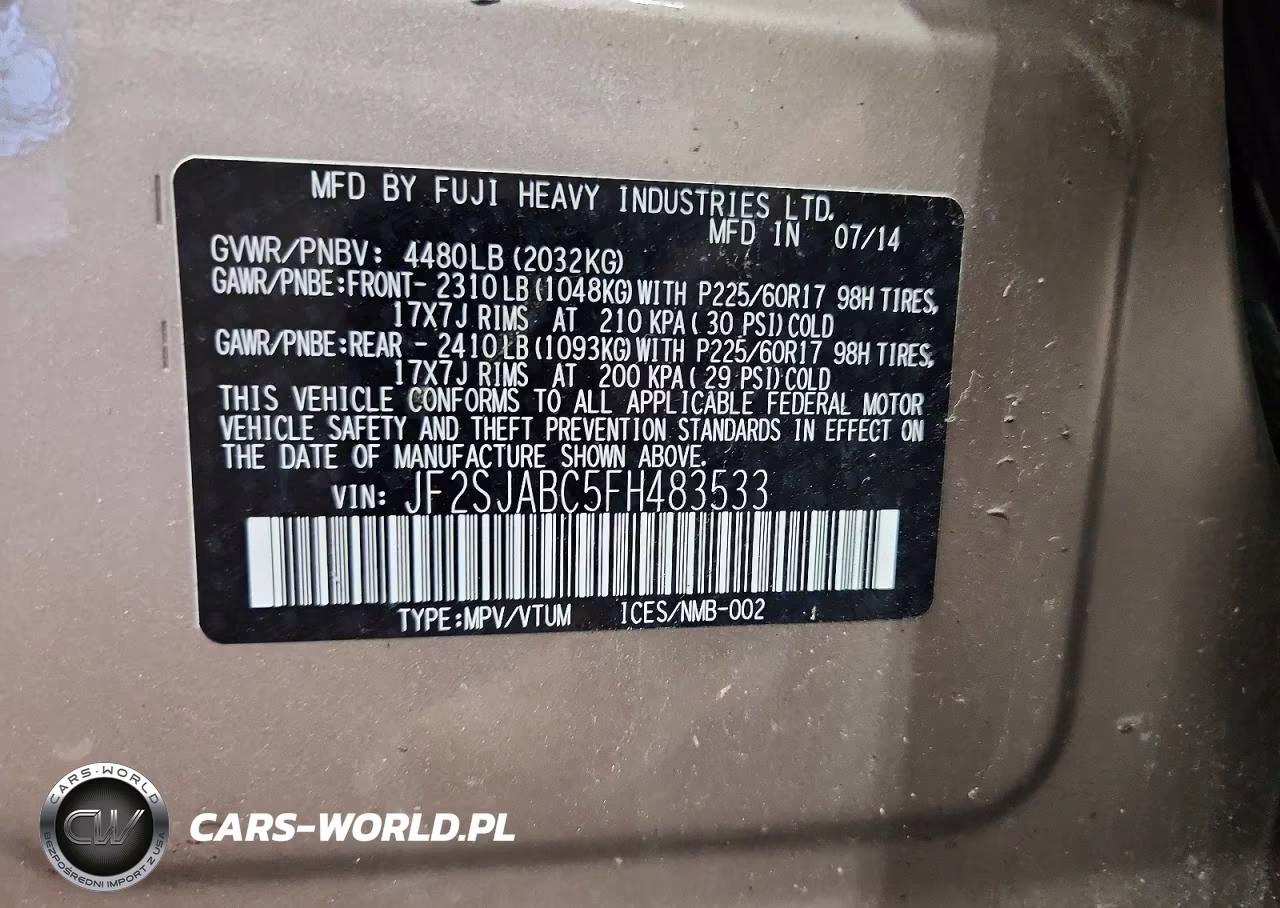2015 Subaru Forester 2.5I VIN:JF2SJABC5FH483533 - 14