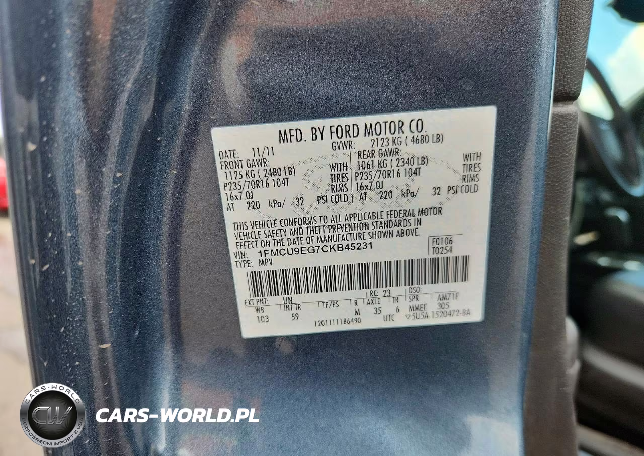 2012 Ford Escape Limited VIN:1FMCU9EG7CKB45231 - 13