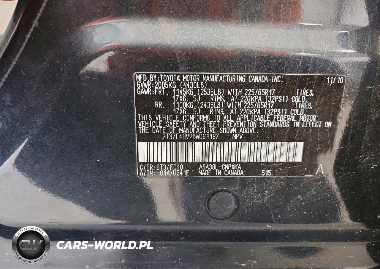 2011 Toyota Rav4 Base VIN:2T3ZF4DV2BW061187 - 12