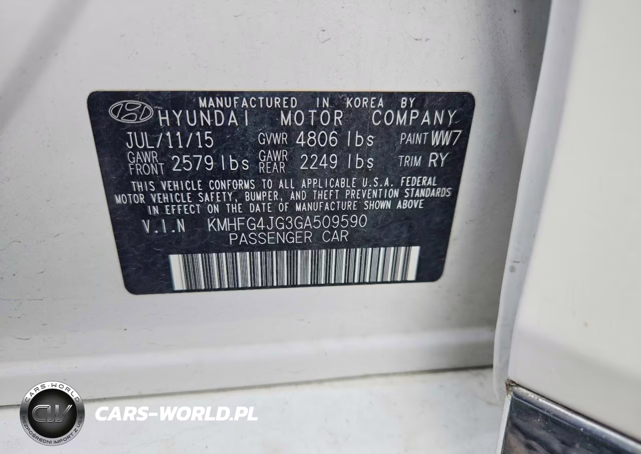 2016 Hyundai Azera Base VIN:KMHFG4JG3GA509590 - 12