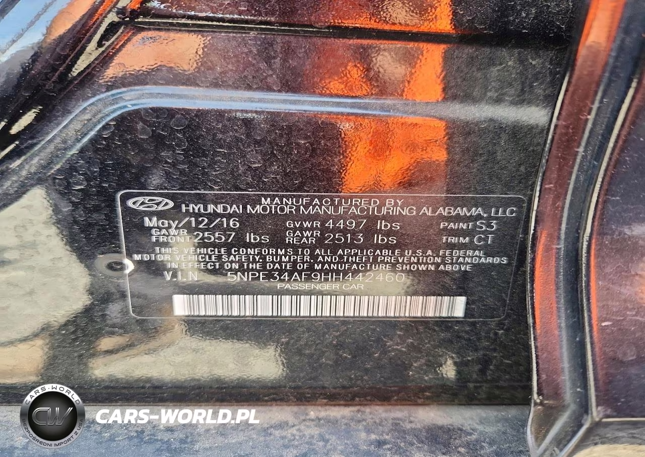 2017 Hyundai Sonata Sport VIN:5NPE34AF9HH442460 - 12