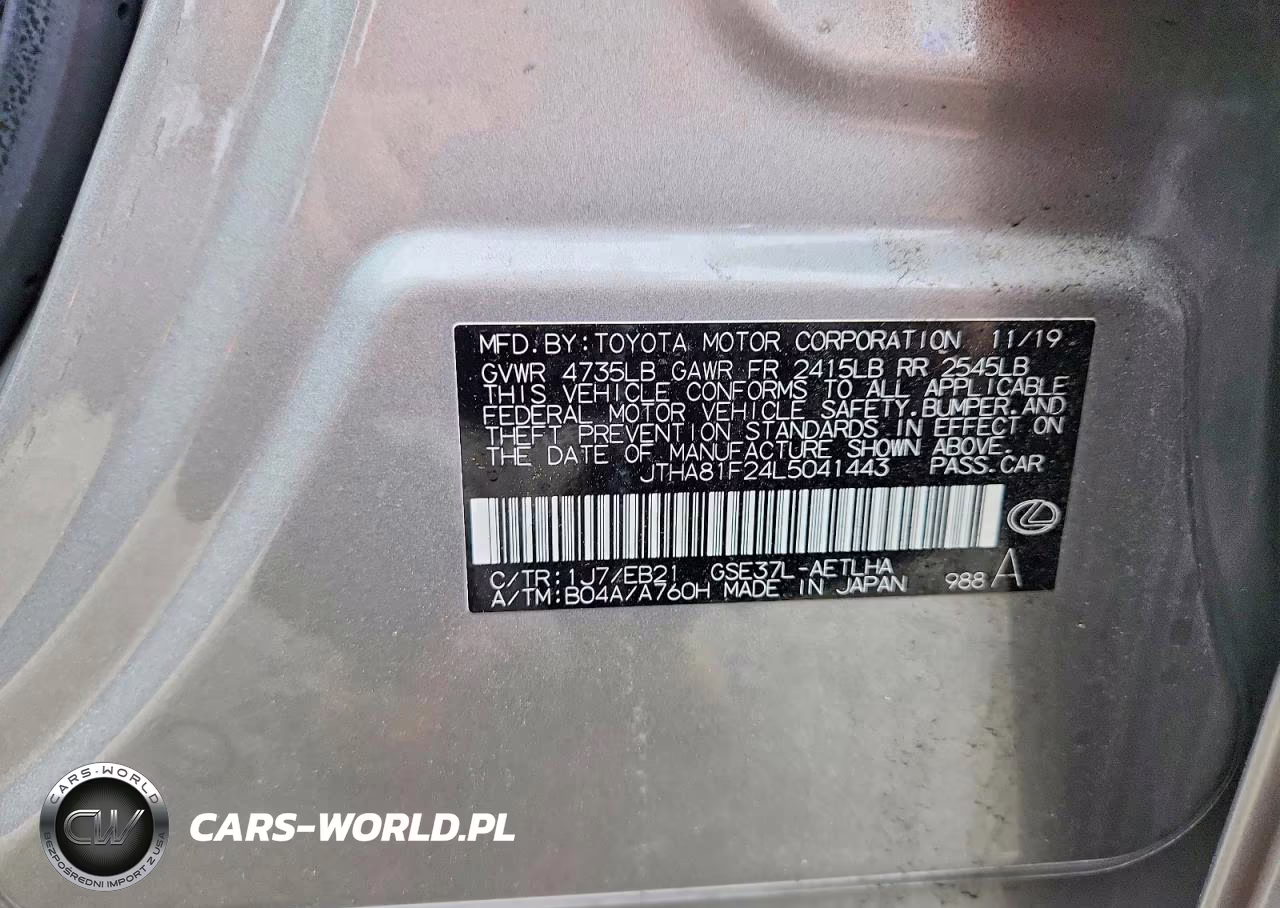 2020 Lexus Is 300 VIN:JTHA81F24L5041443 - 12