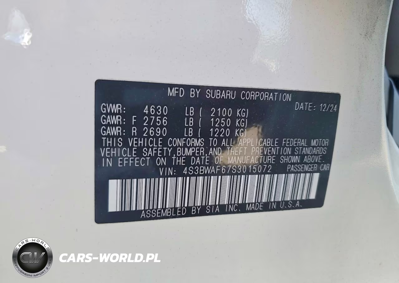 2025 Subaru Legacy Premium VIN:4S3BWAF67S3015072 - 12