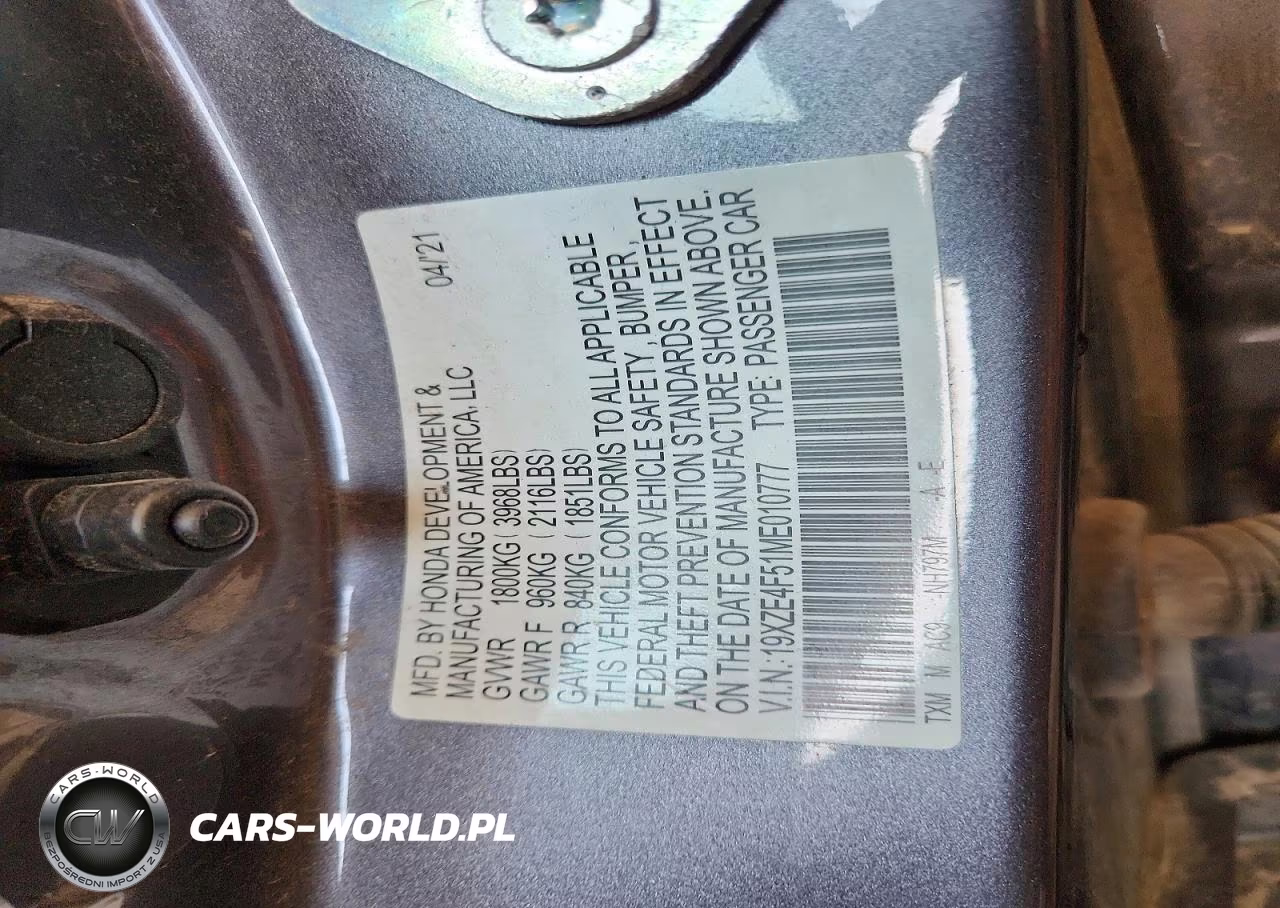 2021 Honda Insight Ex VIN:19XZE4F51ME010777 - 12