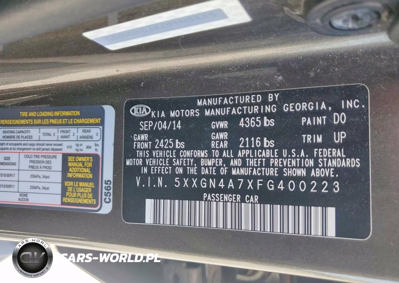 2015 Kia Optima Ex VIN:5XXGN4A7XFG400223 - 12