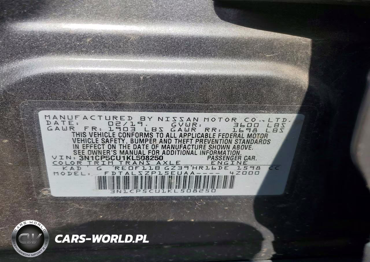 2019 Nissan Kicks Sv VIN:3N1CP5CU1KL508250 - 12