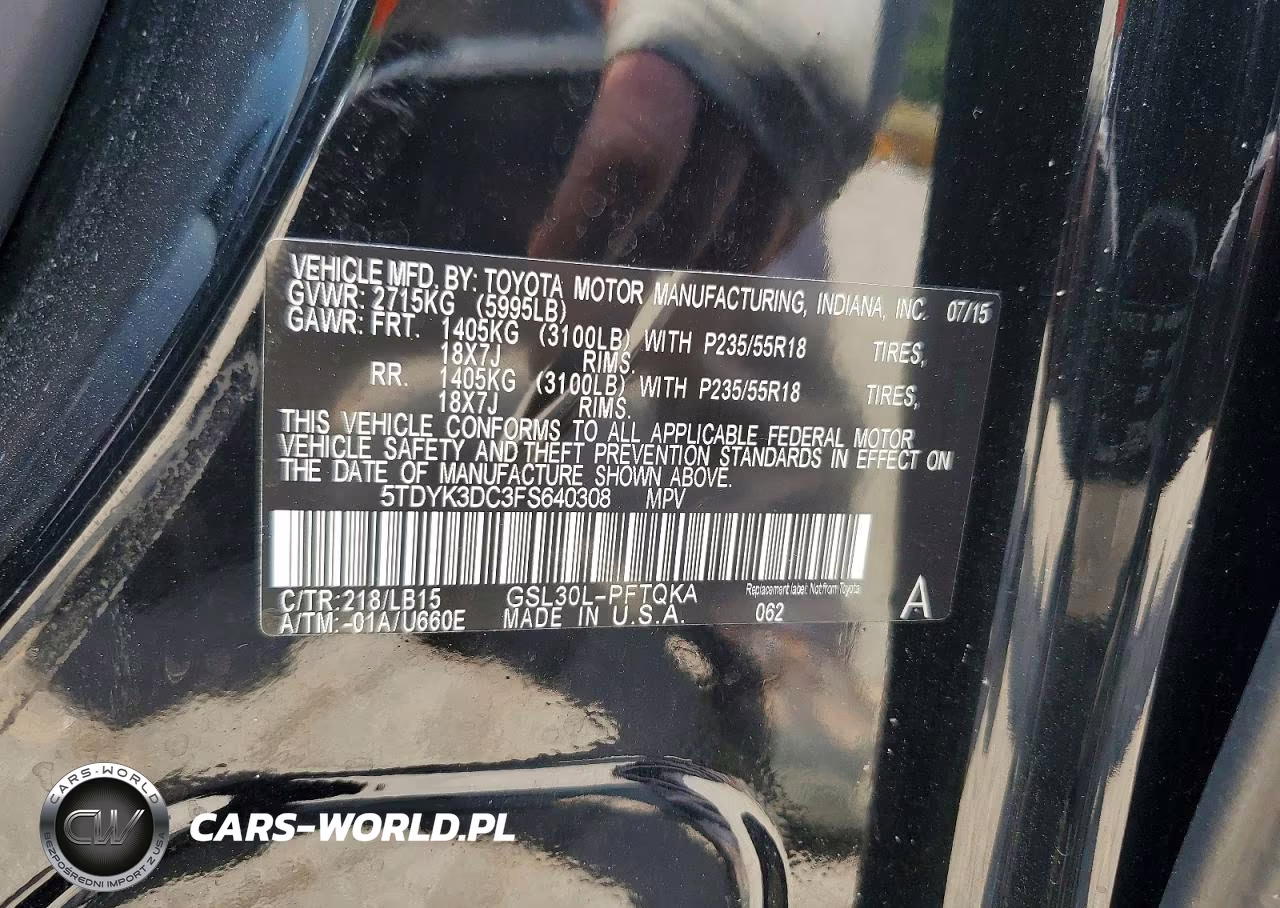 2015 Toyota Sienna Limited 7-Passenger VIN:5TDYK3DC3FS640308 - 14
