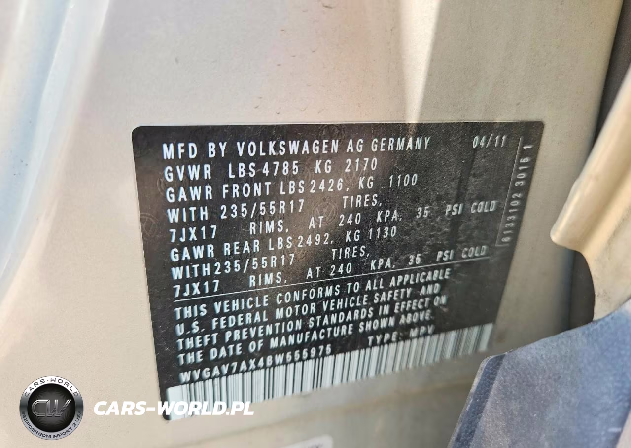 2011 Volkswagen Tiguan S VIN:WVGAV7AX4BW555975 - 14