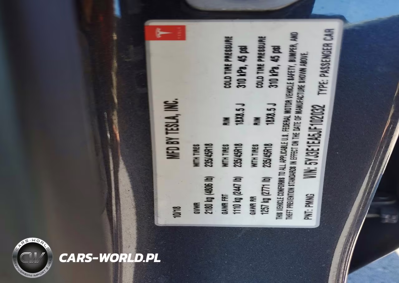 2018 Tesla Model 3 VIN:5YJ3E1EA5JF102032 - 12