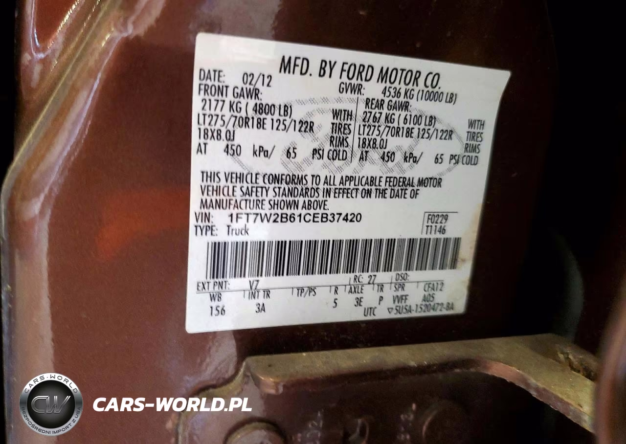 2012 Ford F250 Super Duty VIN:1FT7W2B61CEB37420 - 12