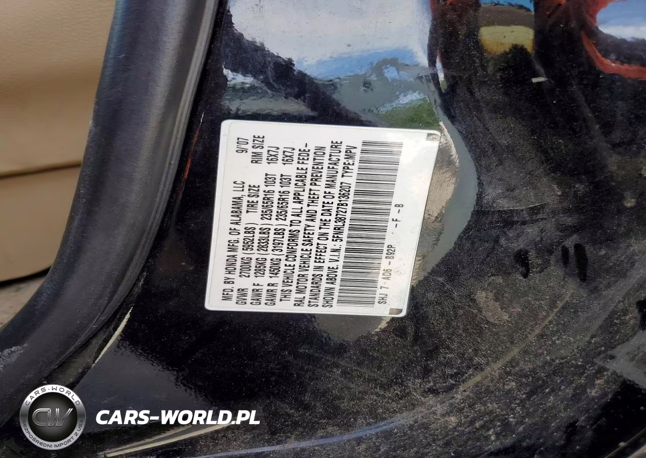 2007 Honda Odyssey Exl VIN:5FNRL38727B136207 - 13