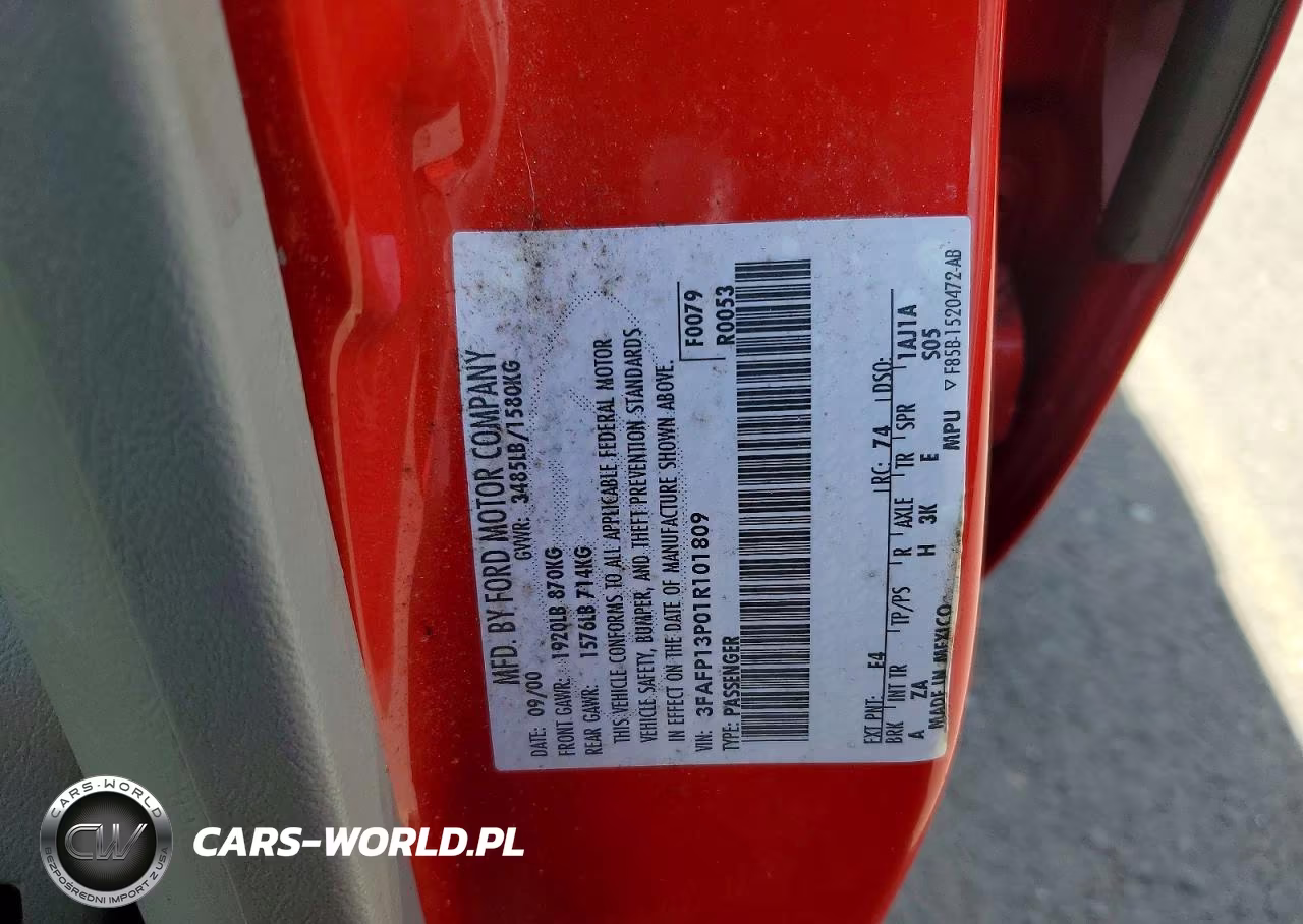 2001 Ford Escort VIN:3FAFP13P01R101809 - 12