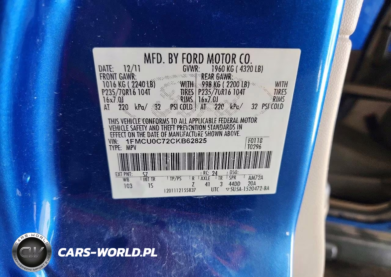 2012 Ford Escape Platinum VIN:1FMCU0C72CKB62825 - 13