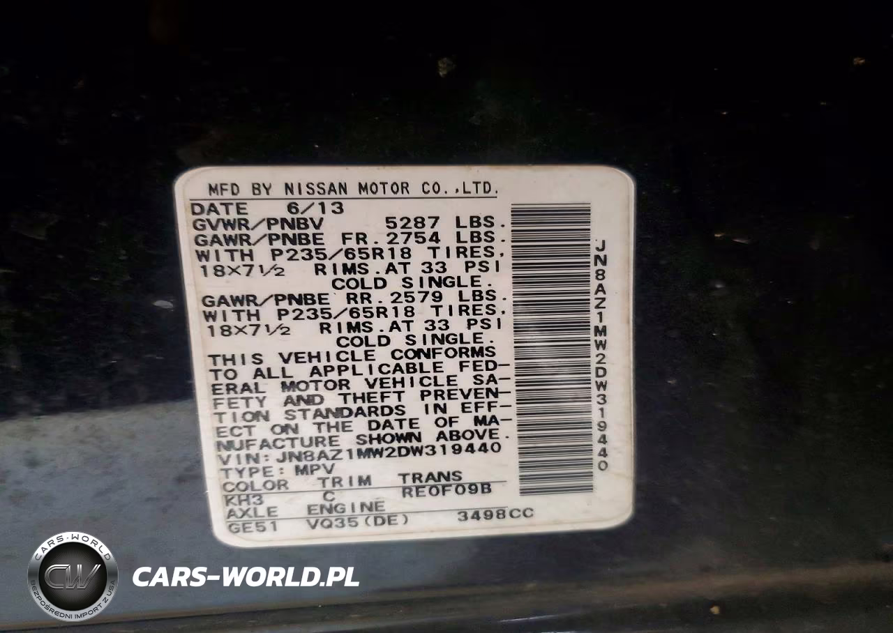 2013 Nissan Murano S VIN:JN8AZ1MW2DW319440 - 12