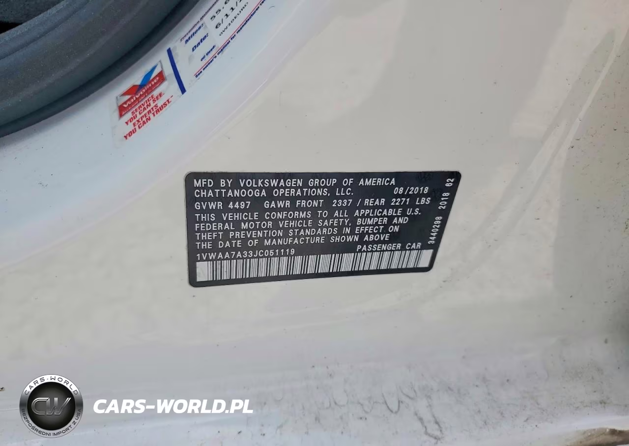 2018 Volkswagen Passat S VIN:1VWAA7A33JC051119 - 12